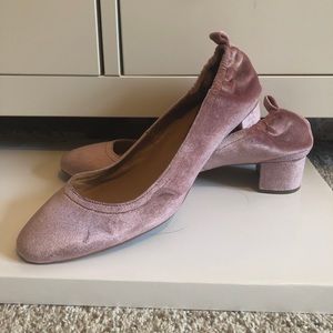 J. Crew velour block heel ballet shoes